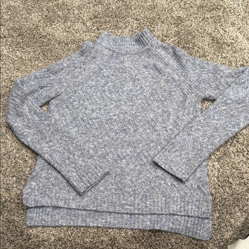 Aeropostale Gray/Blue Cowl Neck Sweater with Ribbed Trim
